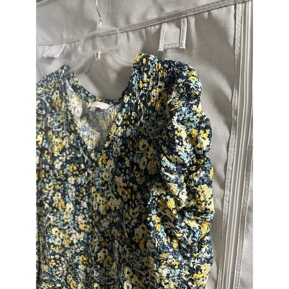 Loft Blouse Women's Medium Smocked Colorful Floral Artsy Long Sleeve Shirt‎ Top - Picture 3 of 7